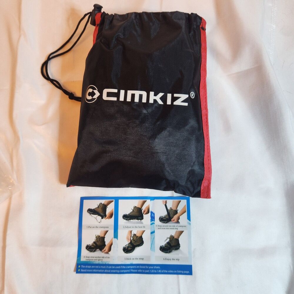 CIMKIZ Ice Cleats Crampons 19 Stainless Steel Spikes Snow Grips Size Medium